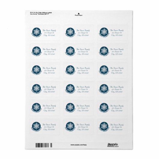prettige feestdagen Blauw papier Snowflake Etiket (Full Sheet)