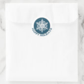 prettige feestdagen Blauw papier Snowflake Ronde Sticker (Tas)