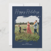 Prettige feestdagen Blauw Script Moderne Minimale Feestdagenkaart (Voorkant)