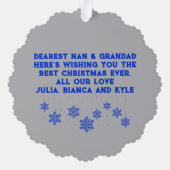 Prettige feestdagen Blauw/Zilver Rendier met Monog Ornament Kaart (Achterkant)