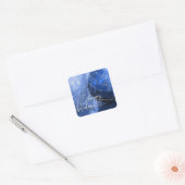 Prettige feestdagen Blauw, Zilver & Wit Vierkante Sticker (Envelop)