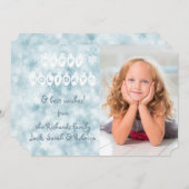 Prettige feestdagen Blauwe Bokeh Fotosjabloon Kers Feestdagenkaart (Voorkant / Achterkant)