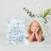 Prettige feestdagen Blauwe Bokeh Fotosjabloon Kers Feestdagenkaart (Staand voorkant)