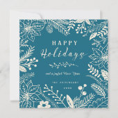 prettige feestdagen BLAUWE BOTANISCHE SQUARE FOTO  Feestdagenkaart (Voorkant)