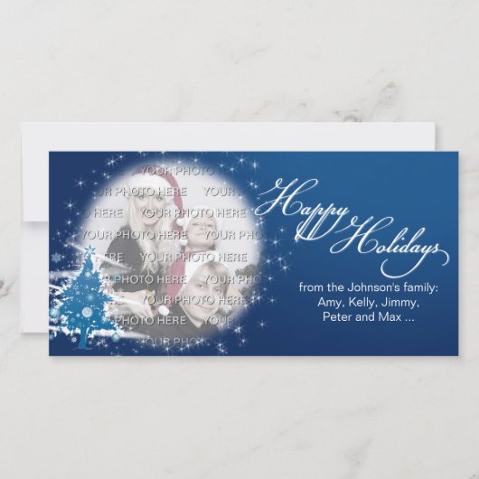 Prettige feestdagen Blauwe kerstboom Feestdagenkaart (Voorkant)