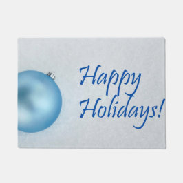 prettige feestdagen Blauwe kerstversiering Deurmat