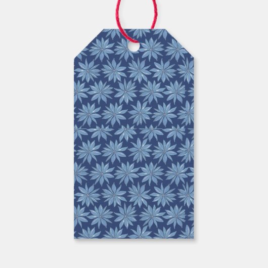 Prettige feestdagen Blauwe poinsettia minimaal tra Cadeaulabel (Achterkant)