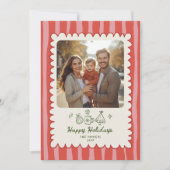Prettige feestdagen Blauwe rode grillige foto Feestdagenkaart (Voorkant)