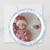 Prettige feestdagen Blauwe ronde sneeuwvlok Feestdagenkaart (Voorkant)