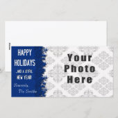 Prettige feestdagen Blauwe sneeuwvlok Feestdagenkaart (Voorkant / Achterkant)