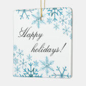 prettige feestdagen blauwe sneeuwvlok keramisch ornament (Links)