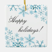 prettige feestdagen blauwe sneeuwvlok keramisch ornament (Voorkant)