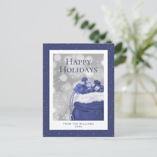 Prettige feestdagen Blauwe sterren Kerstcadeaus (Staand voorkant)