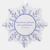 Prettige feestdagen Blauwe wintersneeuwvlok Ornament Kaart (Achterkant)
