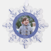 Prettige feestdagen Blauwe wintersneeuwvlok Ornament Kaart (Voorkant)