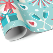 prettige feestdagen Blauwgroen blauw en rood Patro Cadeaupapier (Rol Hoek)