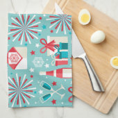 prettige feestdagen Blauwgroen blauw en rood Patro Theedoek (Quarter Fold)