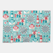 prettige feestdagen Blauwgroen blauw en rood Patro Theedoek (Horizontaal)