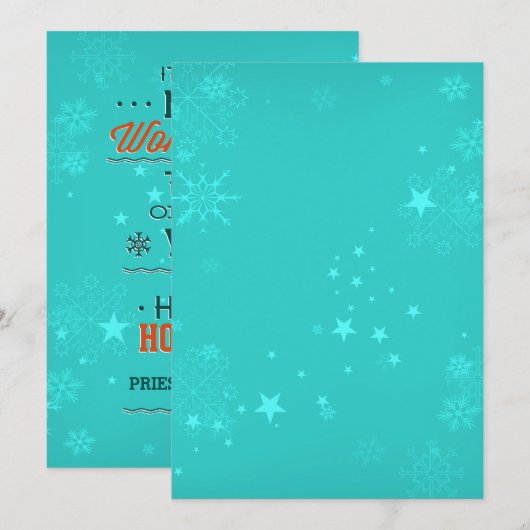 prettige feestdagen Blauwgroen en donkergroen teks Feestdagenkaart (Voorkant / Achterkant)