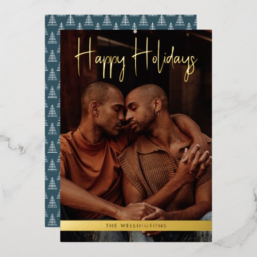 prettige feestdagen Blauwgroen Modern Calligrafie (Voorkant / Achterkant)