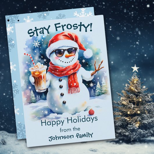 Prettige feestdagen Blijf Frosty Snowman Kerstmis Feestdagenkaart