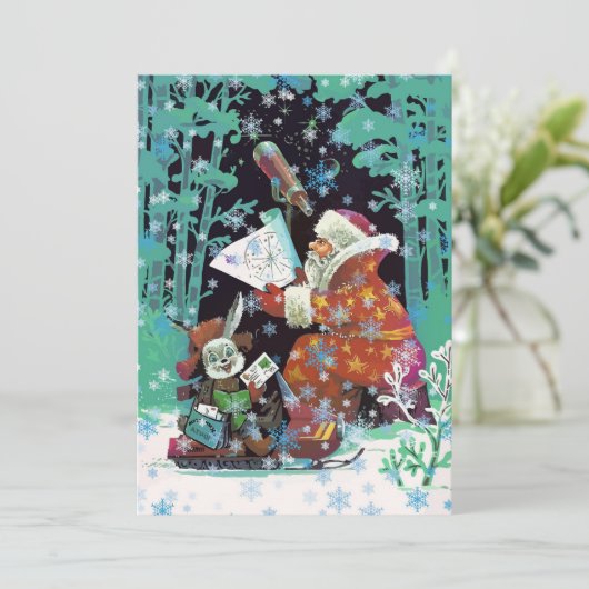 prettige feestdagen |  blik op de sterrenkerstman (Staand voorkant)