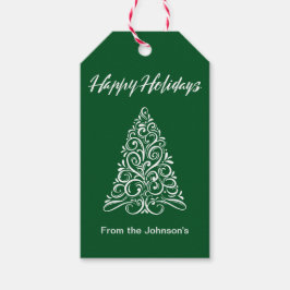 Prettige feestdagen Bloeiende kerstboom cadeau Lab Cadeaulabel