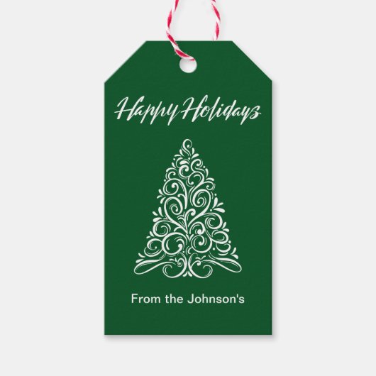 Prettige feestdagen Bloeiende kerstboom cadeau Lab Cadeaulabel (Voorkant)