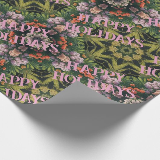 Prettige feestdagen Bloemontwerp Cadeaupapier (Hoek)