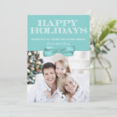 prettige feestdagen Blue Bow Chevron Feestdagenkaart (Staand voorkant)