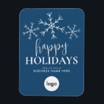 prettige feestdagen Blue Modern Logo Business Magneet<br><div class="desc">prettige feestdagen Blue Modern Business Logo Holiday Card Magnet</div>
