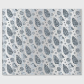 prettige feestdagen Blue Silver Glitter-kerstbal Cadeaupapier (Vlak)