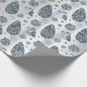 prettige feestdagen Blue Silver Glitter-kerstbal Cadeaupapier (Hoek)