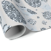 prettige feestdagen Blue Silver Glitter-kerstbal Cadeaupapier (Rol Hoek)