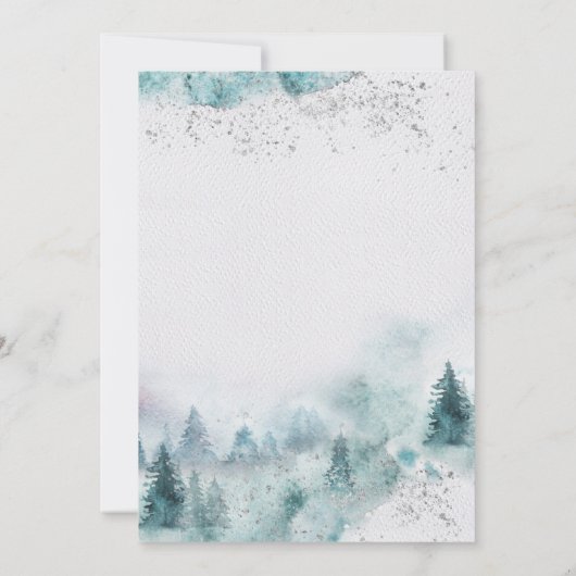 prettige feestdagen Blue Waterverf Winter Forest C Kaart (Achterkant)