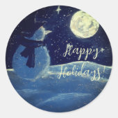 Prettige feestdagen Blue Whimsical Snowman Sticker