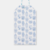 prettige feestdagen Blue & White Citrus Monogram C Cadeaulabel (Achterkant)