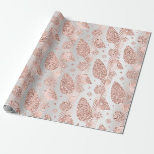 prettige feestdagen Blush Gray Glitter kerstvogel Cadeaupapier