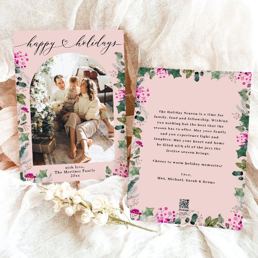 Prettige feestdagen Blush Pink Winter Feestdagenkaart