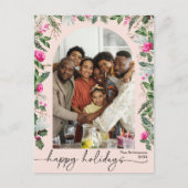 Prettige feestdagen Blush Roze Bessen Groen Arch Briefkaart (Voorkant)