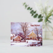 prettige feestdagen. Boerderij Winter Scene Feestdagenkaart (Staand voorkant)