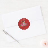 Prettige feestdagen Boho Aangepaste Logo Ronde Sti Ronde Sticker (Envelop)