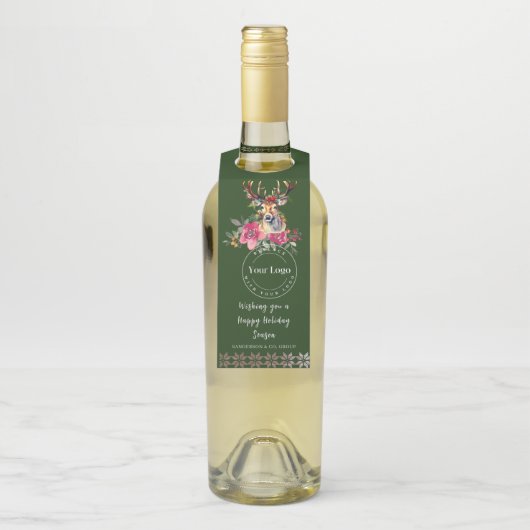 Prettige feestdagen Boho Corporate Client Gift Flessenhanger (Op fles)