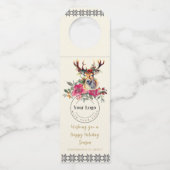 Prettige feestdagen Boho Corporate Client Gift Flessenhanger (Voorkant)