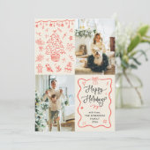 Prettige feestdagen Boho Quirky Coquette Bows Feestdagenkaart (Staand voorkant)