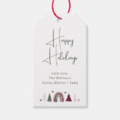 Prettige feestdagen Boho Rainbow en Hearts Cadeaulabel (Voorkant)