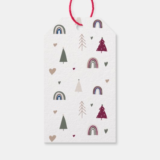 Prettige feestdagen Boho Rainbow en Hearts Cadeaulabel (Achterkant)