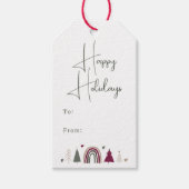 Prettige feestdagen Boho regenboog en harten Cadeaulabel (Voorkant)