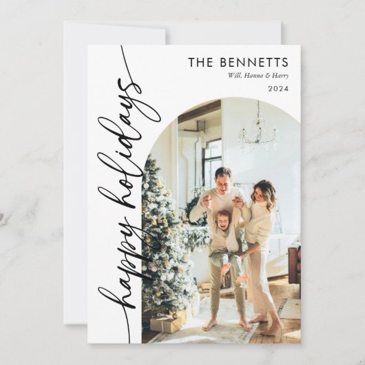 Prettige feestdagen Boho-typografie Feestdagenkaart (Voorkant)