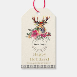 Prettige feestdagen Boho Zakelijk Logo Gift Label Cadeaulabel